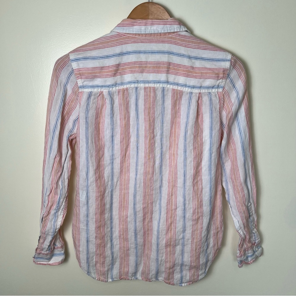 L.L. Bean Striped 100% Linen Button Down Long Sleeve Shirt Size XS (P) Coastal - Picture 9 of 10